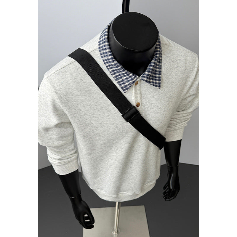 Herren Sportlicher Sweatshirt mit Kragen und Schultergurt Drune