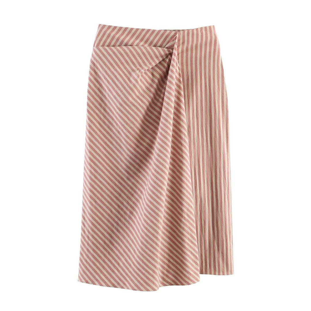 Damen Wickelrock mit diagonalem Streifenmuster und eleganter Drapierung Drune