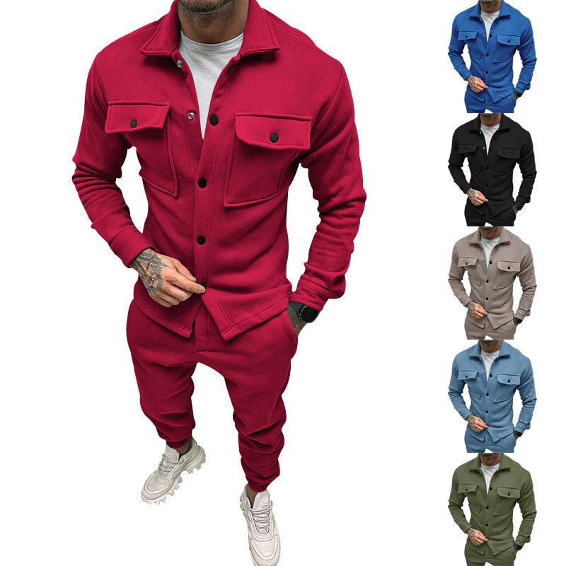 Herren sportliches Freizeit-Set mit modernem Kragen und praktischen Taschen Drune
