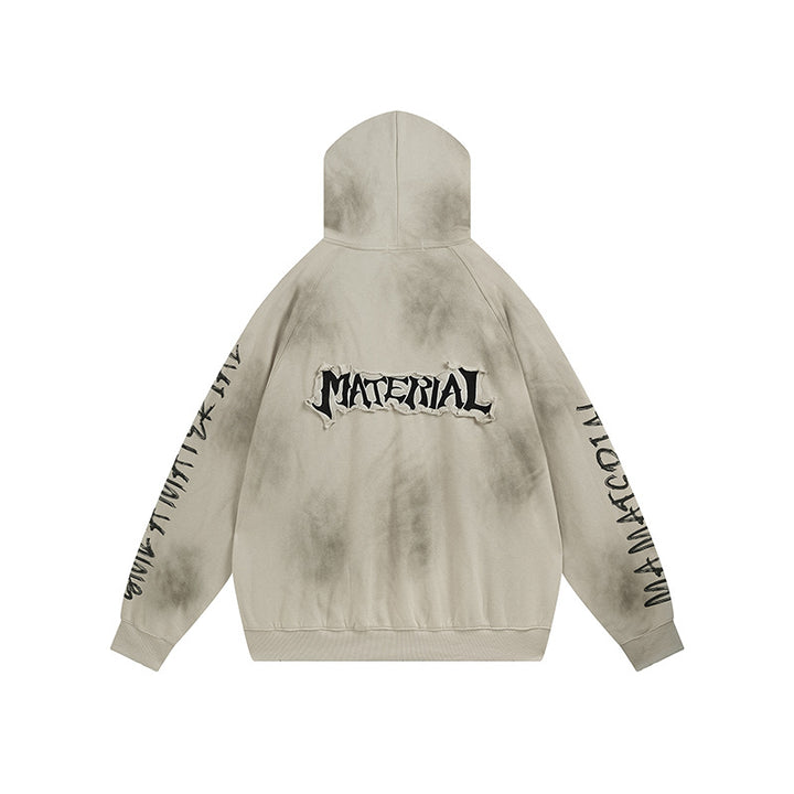 Unisex Kapuzenpullover im Oversize‑Cut mit Batik‑Wash und Statement‑Rückenprint Drune