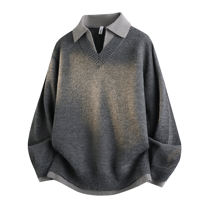 Herren Klassischer Grobstrickpullover mit V-Ausschnitt Drune