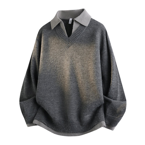 Herren Klassischer Grobstrickpullover mit V-Ausschnitt Drune