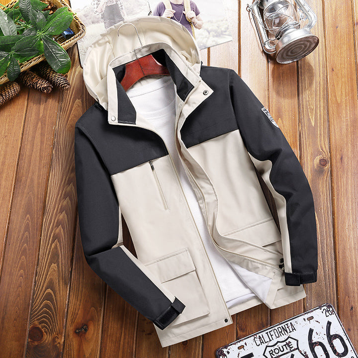 Herren Trendige Outdoor-Jacke mit abnehmbarer Kapuze Drune