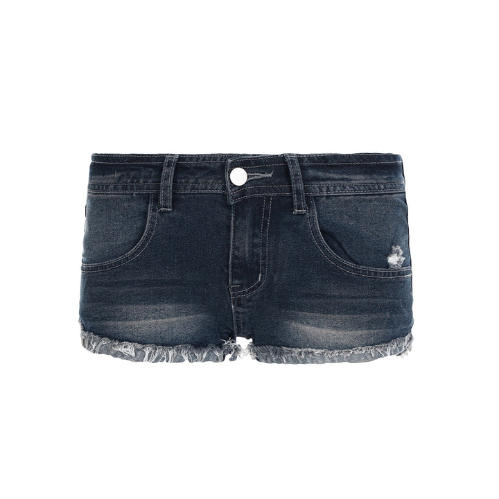 Damen Denim-Shorts mit ausgefranstem Saum Drune