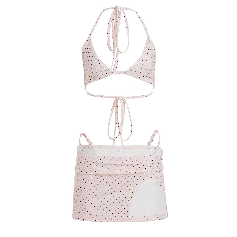 Damen Bikini-Set mit gepunktetem Design und verspieltem Rock Drune