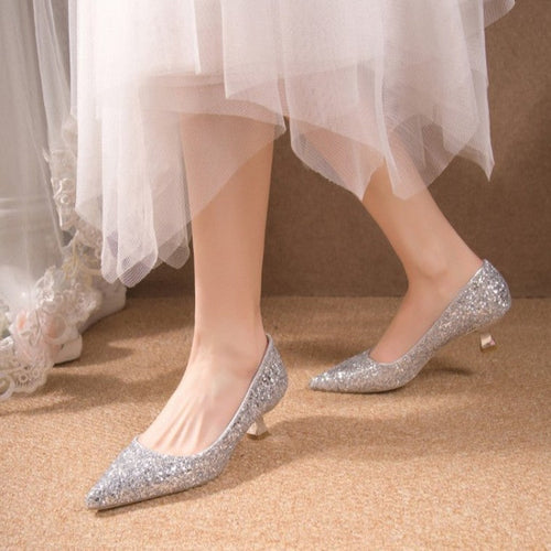 Damen elegante glitzernde Pumps mit spitz zulaufender Form Drune