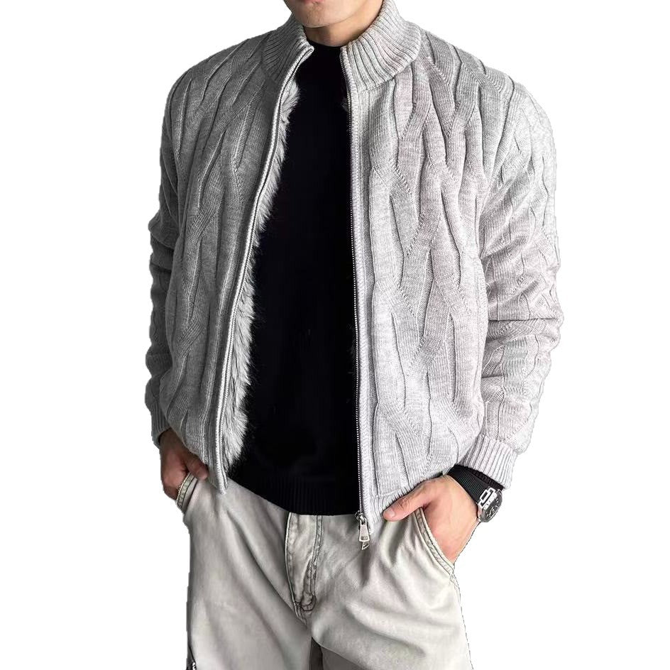 Herren Urbane Strickjacke mit Stehkragen und Reißverschluss Drune