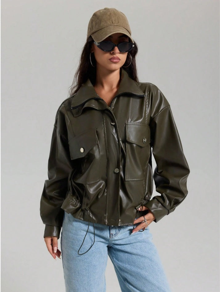 Damen lässige Oversized-Jacke mit großen Taschen Drune