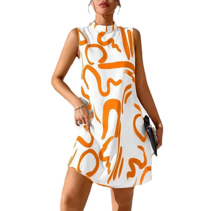 Damen Minimalistisches Cocktailkleid mit modernem grafischen Muster Drune
