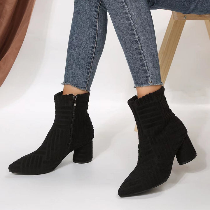 Damen Stiefeletten mit zeitgemäßem Strickdesign und komfortablem Blockabsatz Drune