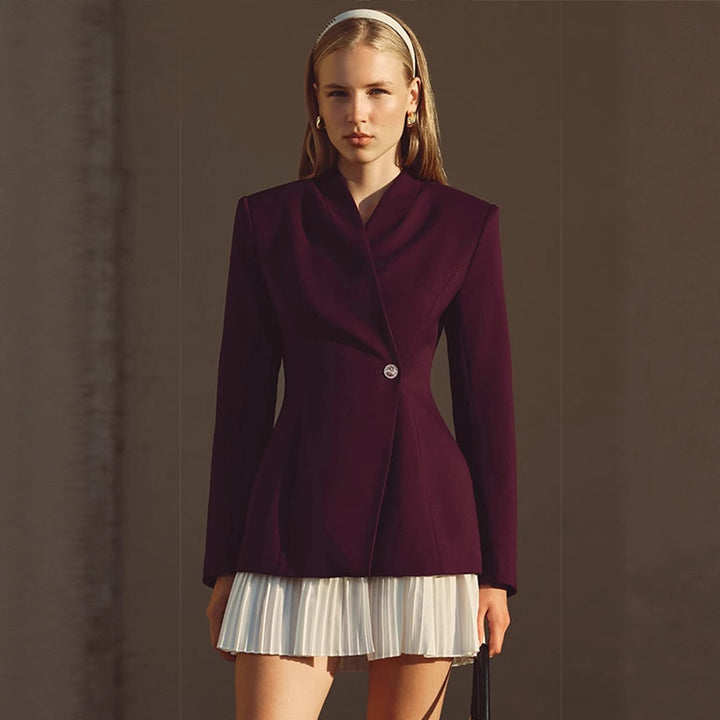 Damen Taillierter Blazer mit skulpturierter Taille, asymmetrischem Knopfdetail und verlängertem Saum Drune