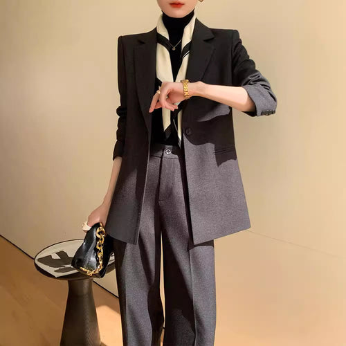 Damen Elegantes Blazer Set mit Taillengürtel Drune