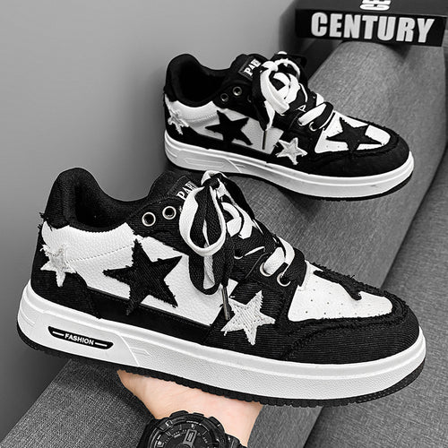 Unisex modische Plateausneaker mit Sternapplikationen, gepolstertem Einstieg und griffiger Profilsohle Drune