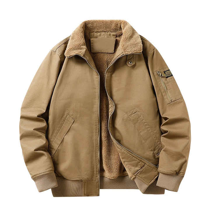 Herren Military-inspirierte Fliegerjacke mit Teddyfutter & Ärmeltasche Drune