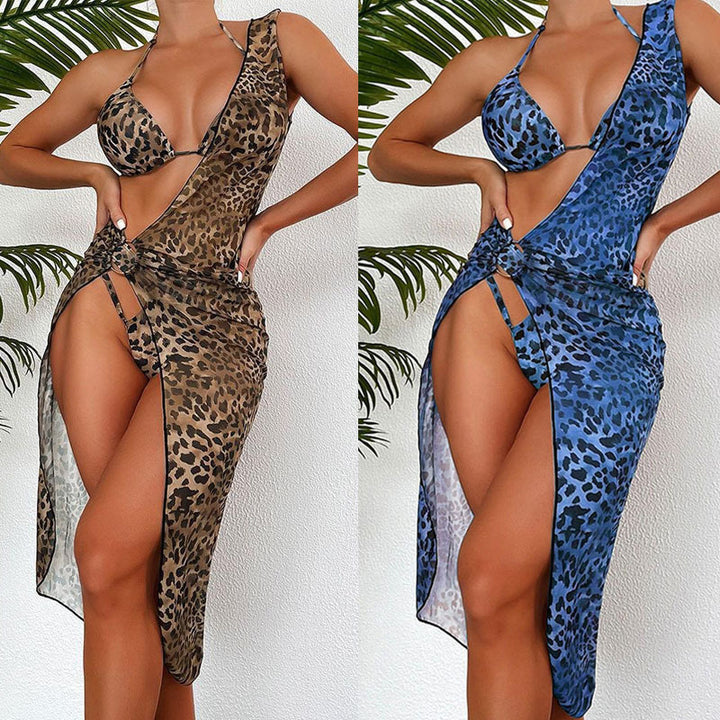Damen Triangel-Bikini mit modischem Halter-Top und transparentem Sarong Drune