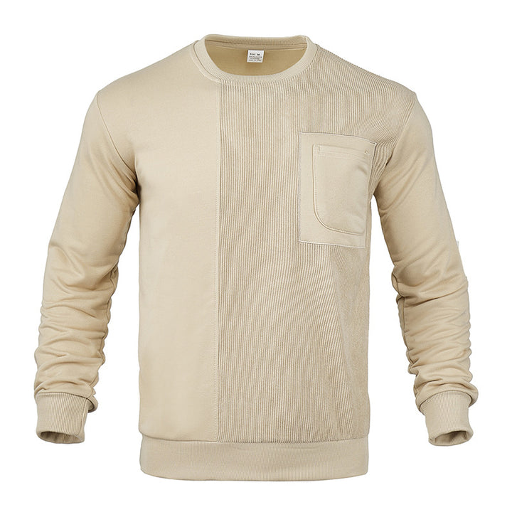 Herren Struktur-Sweatshirt mit Rippen-Panel und Brusttasche Drune