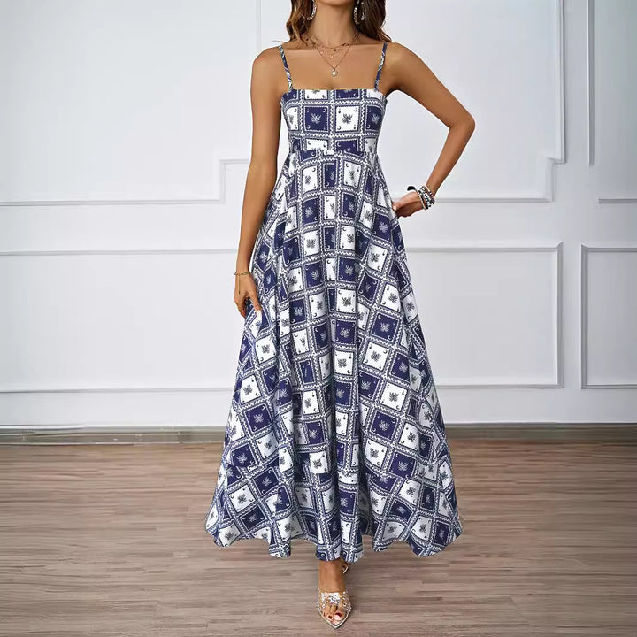 Damen Maxikleid mit modernem graphischem Druck und lockerer Passform Drune