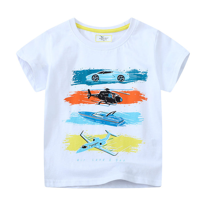 Jungen Kurzarm T-Shirt mit aufregendem Fahrzeugdesign Drune