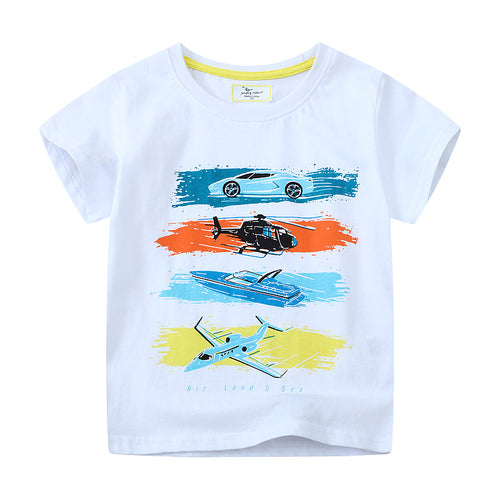 Jungen Kurzarm T-Shirt mit aufregendem Fahrzeugdesign Drune