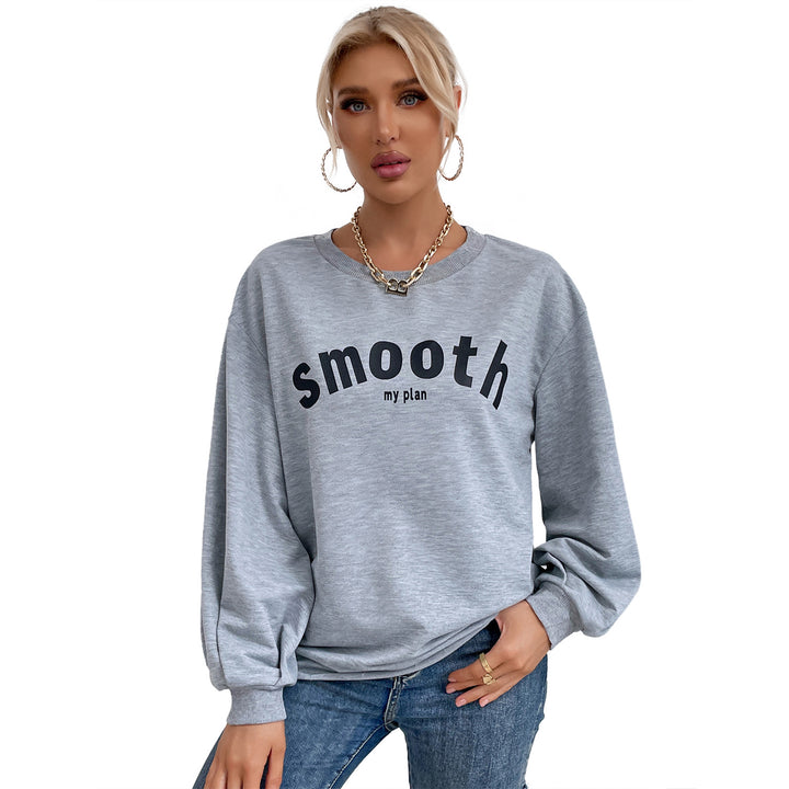 Damen lässiges Sweatshirt mit raffinierten Puffärmeln und kreativem Schriftzug Drune