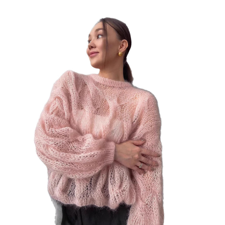 Damen Weicher Mohairpullover mit voluminösen Ärmeln Drune