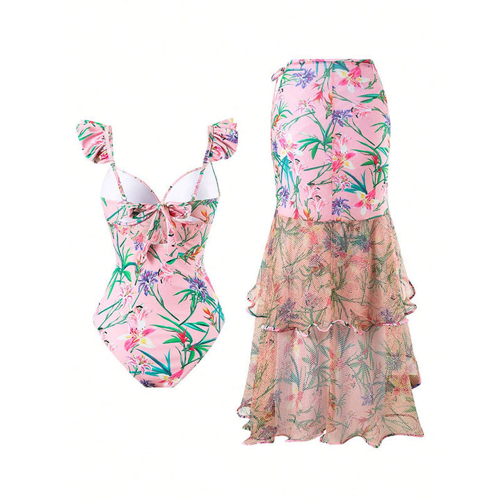 Damen Bademode mit elegantem Wickelrock und floralem Design Drune