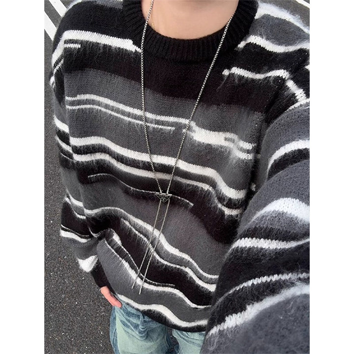 Herren Modischer Strickpullover mit Streifen Drune