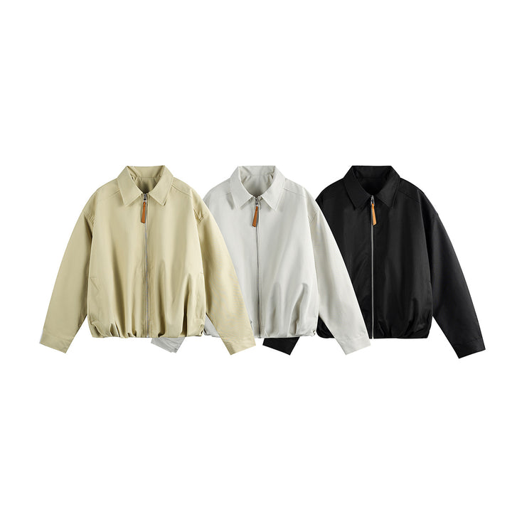 Unisex Kurzblouson im Boxy‑Cut mit Hemdkragen und gerafftem Saum Drune