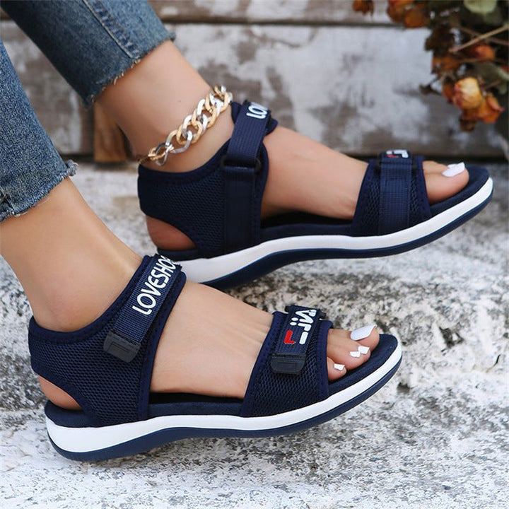 Damen Bequeme Sport-Sandalen mit verstellbarem Riemensystem und atmungsaktivem Mesh-Drune