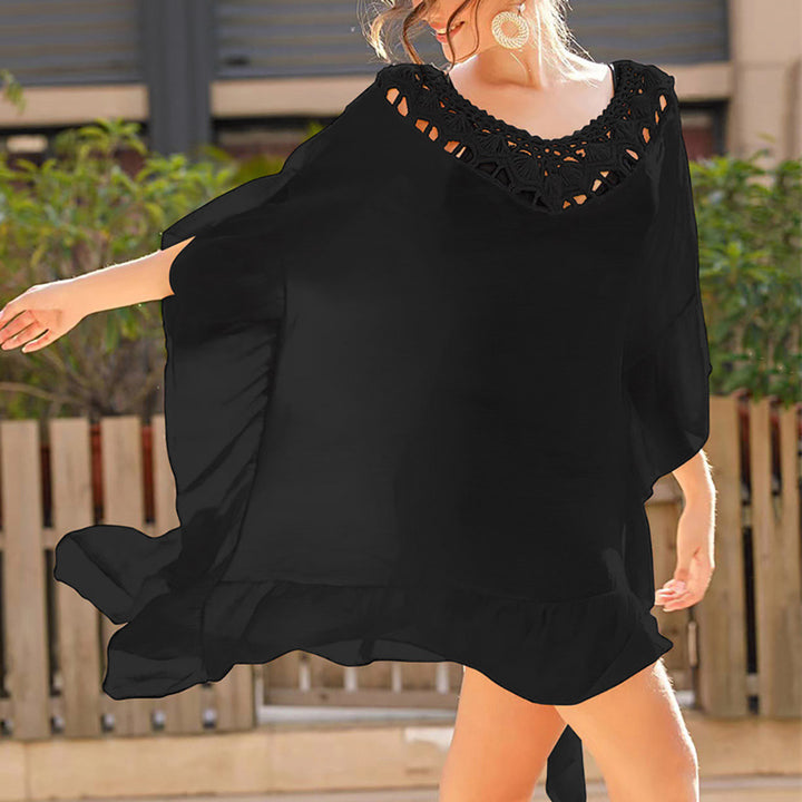 Damen Strandtunika mit elegantem Häkelbesatz und fließendem Schnitt Drune