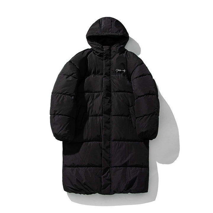 Unisex Oversize langer Steppmantel mit Kapuze und wattierter Thermoisolierung Drune
