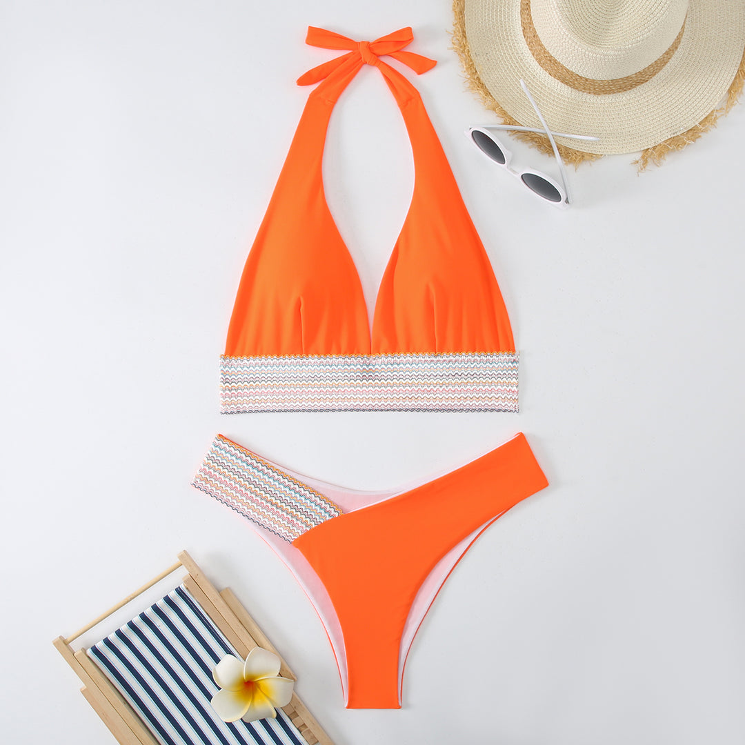 Damen Triangel-Bikini-Set mit modischem Wickelband Drune