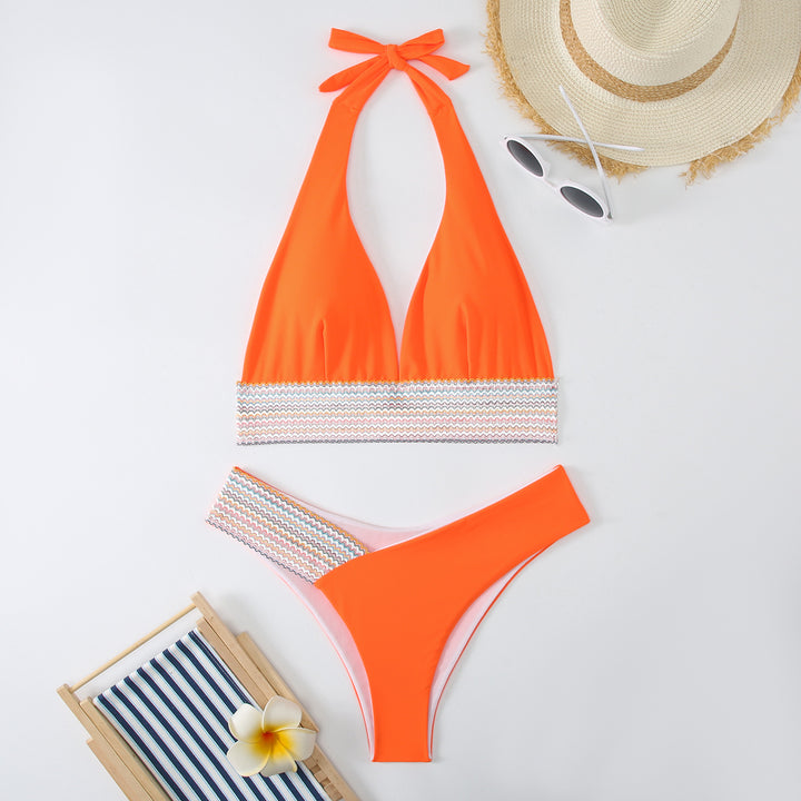 Damen Triangel-Bikini-Set mit modischem Wickelband Drune
