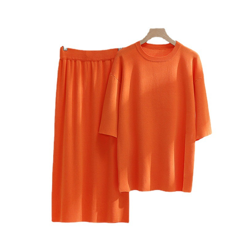 Damen stilvolles Strickset mit lässigem Schnitt und seitlichem Schlitz Drune