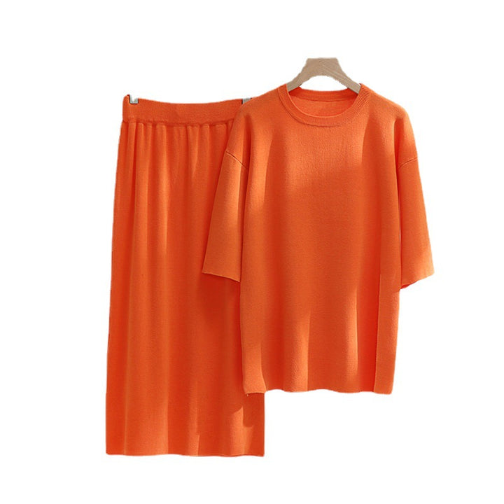 Damen stilvolles Strickset mit lässigem Schnitt und seitlichem Schlitz Drune