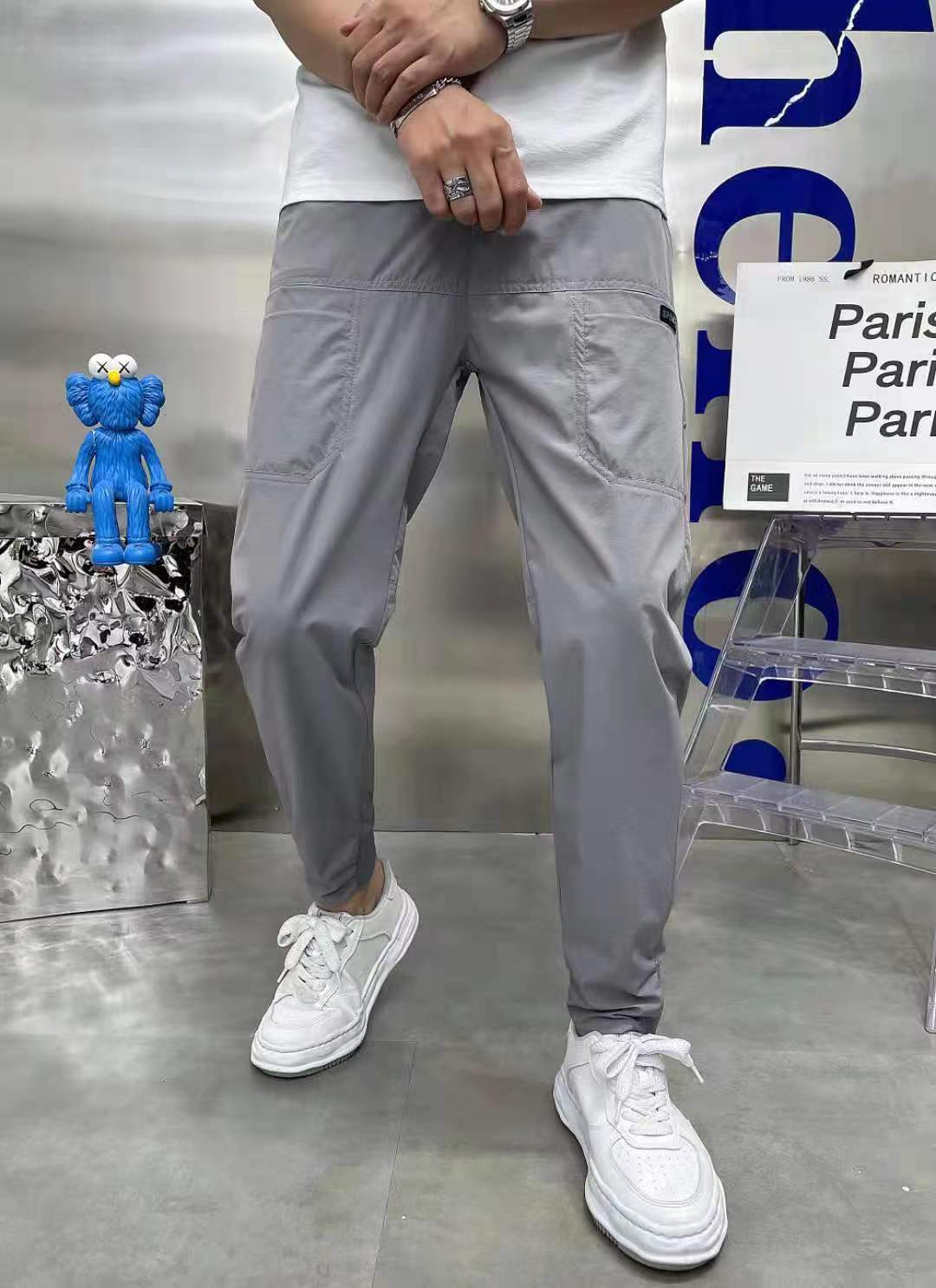 Herren nan sportive Cargojoggerhose mit elastischem Bund, Kordelzug und konischem Beinabschluss Drune