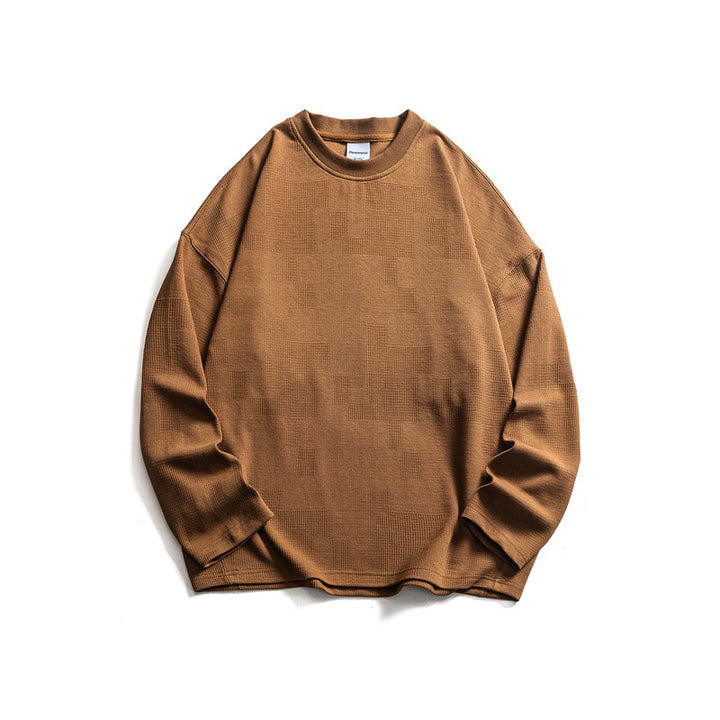 Unisex Grobstrukturierter Waffelstrick-Langarmpullover im Oversize-Schnitt mit Rundhals Drune