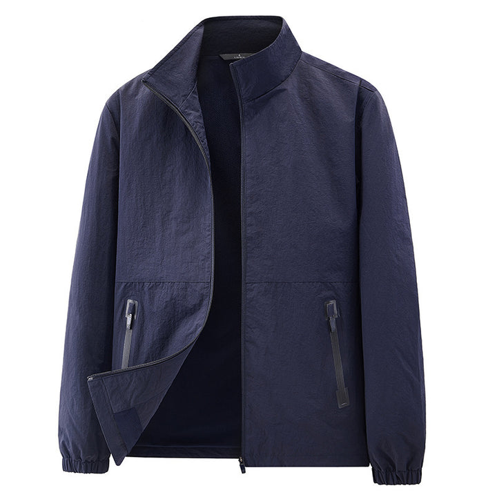 Herren Minimalistische Funktionsjacke mit Stehkragen, atmungsaktivem Meshfutter und wasserabweisenden Reißverschlüssen Drune