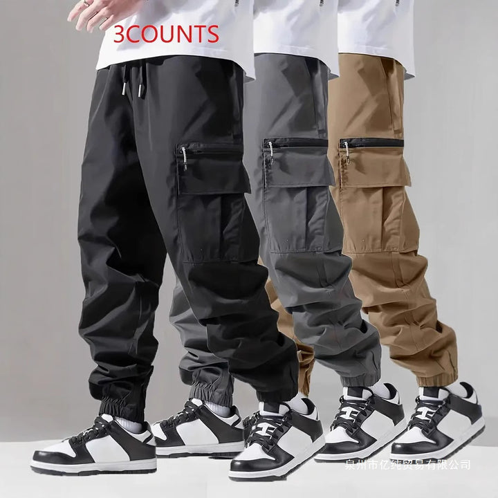 Herren Twill-Cargo-Jogginghose mit Reißverschluss-Beintasche & Tunnelzugbund Drune