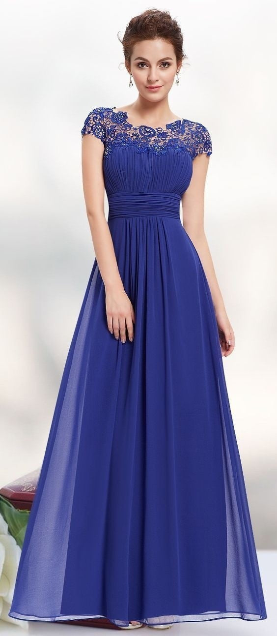 Damen Elegantes Abendkleid mit feiner Spitze und fließendem Rock Drune