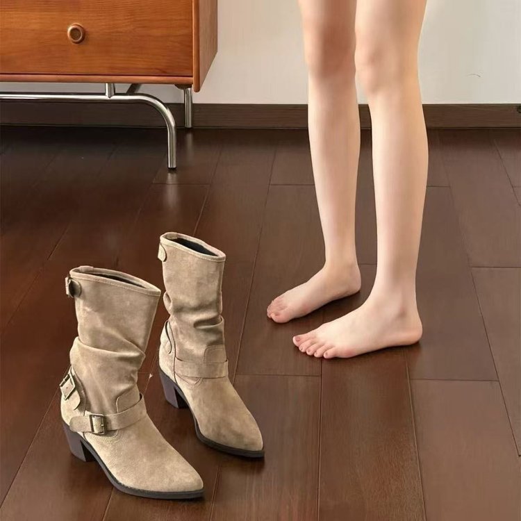 Damen Elegante und modische Stiefeletten mit Riemen Drune