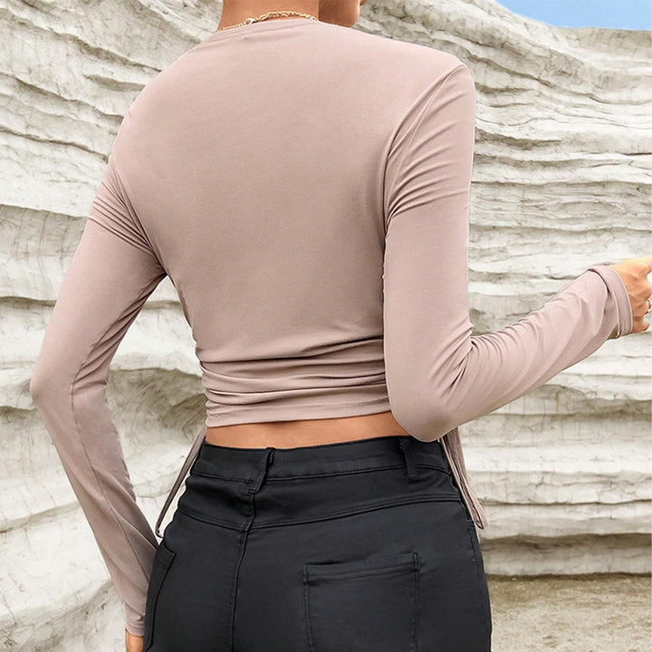 Damen gerafftes Crop-Top mit Bolero-Overlay und Seitenschnürung Drune