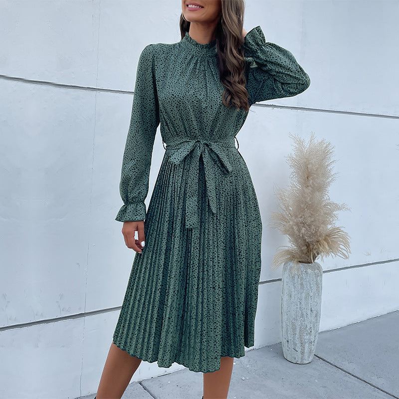 Damen Midi-Wickelkleid mit modischem Rüschensaum und elegantem Taillengürtel Drune