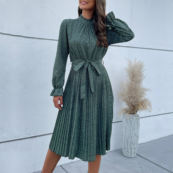 Damen Midi-Wickelkleid mit modischem Rüschensaum und elegantem Taillengürtel Drune