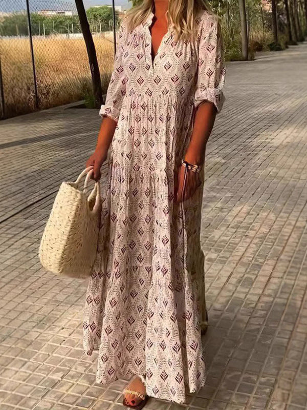 Damen Maxi-Kleid mit floralem Muster Drune