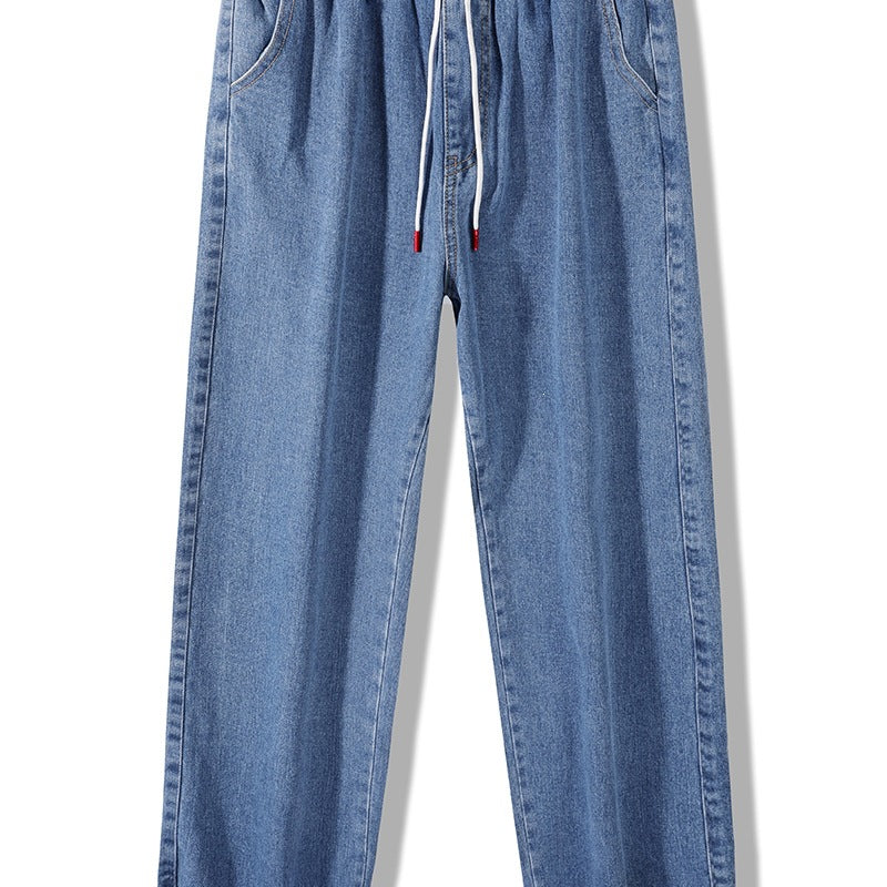 Herren Weite Denim-Jogginghose mit Elastbund, Tunnelzug & verstellbaren Beinabschlüssen Drune