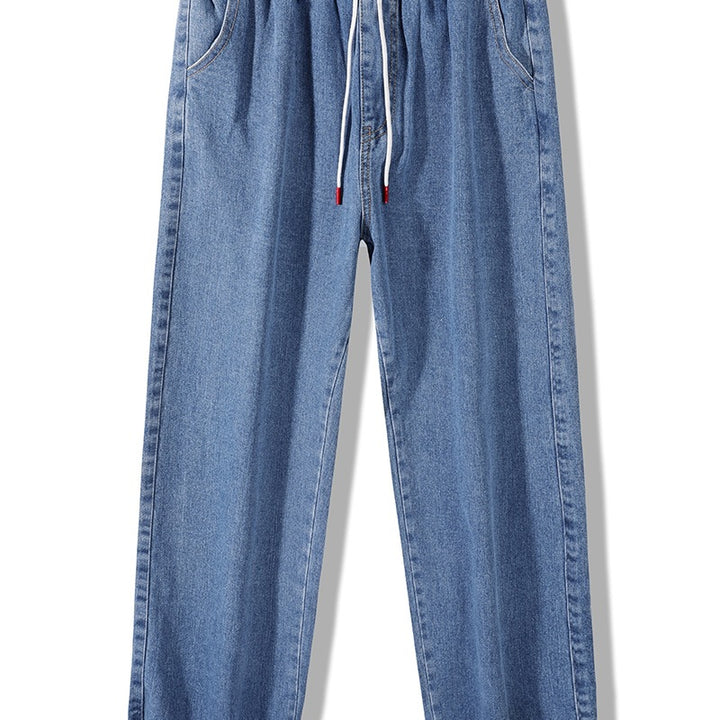 Herren Weite Denim-Jogginghose mit Elastbund, Tunnelzug & verstellbaren Beinabschlüssen Drune