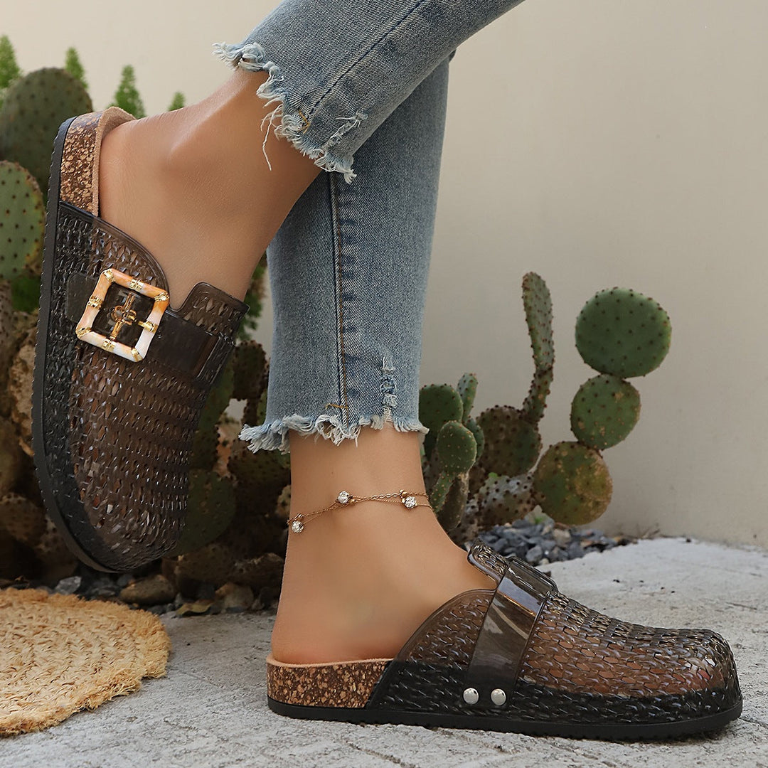 Damen Modische und luftige Clogs mit transparentem Design Drune