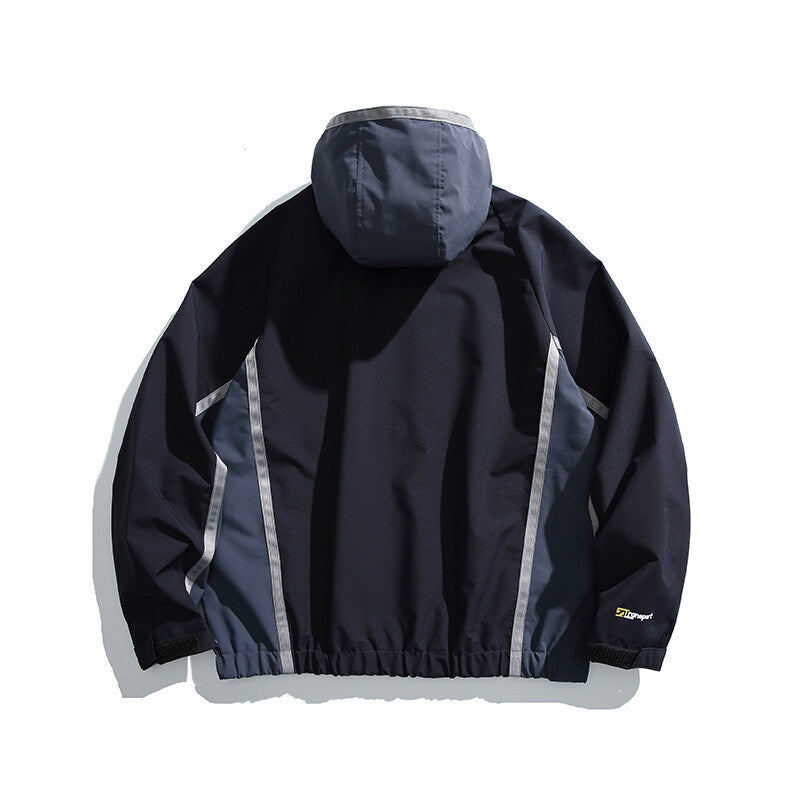 Unisex Wasserabweisende technische Kapuzenjacke mit Reflektorpaspeln und elastischem Saum Drune