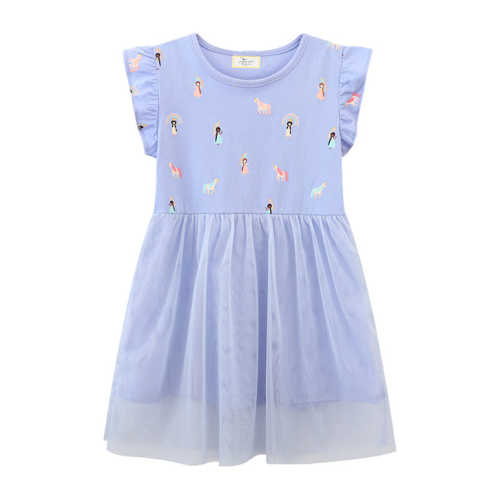 Mädchen Tüll Kleid mit tierischen Applikationen Drune